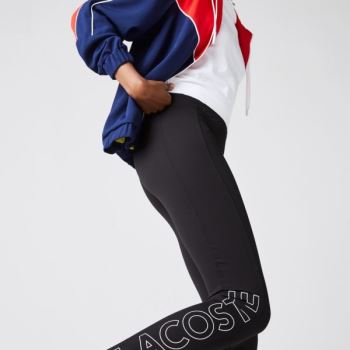 Lacoste LIVE Logo Printed Leggings - Kalhoty Dámské Černé / Bílé | CZ-vgckpH